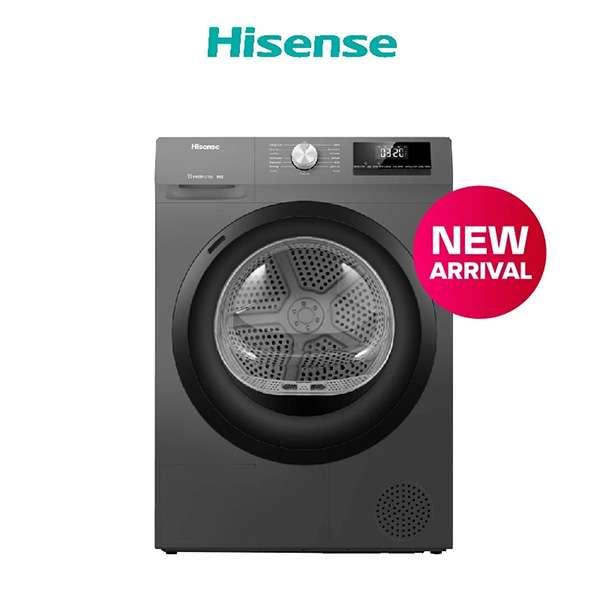 Hisense DRYER Heat Pump เครื่องอบผ้าฝาหน้า 8 kg. สีเทา รุ่น DH80N1